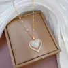 Colares de pingente de aço inoxidável elegante strass cristal colar sereia coração corrente para mulheres aniversário casamento jóias presente