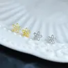 Orecchini a bottone Semplici veri fiori in argento sterling S925 piccoli per le donne Accessori di gioielleria raffinata e carina