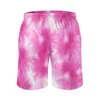 Pantaloncini da uomo Bianco Rosa Tie Dye Board Abstract Swirl Tie-Dye Pantaloni corti casual da corsa Surf Tronchi da spiaggia con grafica ad asciugatura rapida