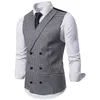 Gilet de sport formel à carreaux pour hommes, décontracté, double boutonnage, col en v, à la mode, style anglais, gilet décontracté, HKD230828