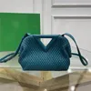 Designer Luxury Point Shoulder Bag 8546B Tote Seagrass Calfskin Leather Blue 7A Quality