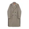 Trenchcoats voor heren Herfst Koreaanse losse effen polohals Middellange windjack Kaki mantel Lichte volwassen jas heren