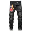 Jeans homme pantalon designer noir autocollants skinny lavage léger déchiré moto rock revival joggers vraies religions hommes 634597283