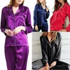 Womens Sleepwear Elegant Fashion Casual Women Lady Satin Pajamas Set Pyjama Nightwear Loungewear Homewear 230828