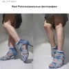 Women's Denim Stiletto Ankle Strap Peep Dress Open Toe Cutout Zipper High Heels Sandals Casual Daily Shoes Plus Size 46 T230828 92