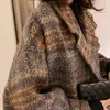 Misto lana da donna Bella Inverno Cappotto coreano Donna Cappotti larghi di lana vintage Cappotto doppio petto con colletto rovesciato femminile 230827