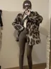 Laine des femmes mélanges léopard à motifs Blazer Tweed veste laine café costume manteau femmes automne printemps hiver élégant femme lâche pardessus vêtements d'extérieur 230826