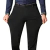 Pantaloni da uomo Pantaloni alti elasticizzati in vita Abito formale elastico da ufficio Pantaloni casual classici da lavoro Slim Fit Nero Blu 230828