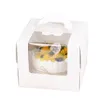 Confezione regalo 5 10 20 PZ 4 6 8 pollici Maniglia portatile bianca Mousse Torta Scatola di imballaggio di carta Finestra aperta Festa di compleanno Regalo Pasticceria all'ingrosso 230828