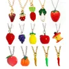 Pendentif Colliers Mode Fruits et légumes Collier Fraise Pomme Ananas Raisin Pêche Citrouille Poivre Chou Chinois Radis