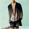 Men'S Tracksuits Arrivals Plus Size Mens Designer Track Suit Lapel Neck Two Piece Set 2023 Summer 3D Printed Fashion Casual Loose Fi Dhldq