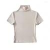 Kadın Tişörtleri Bayanlar 2023 Yaz Kadın Temel Skinny Sıkı Uygun T-Shirt Seksi Tee Yüksek-Strecth Kısa kollu örgü üstleri