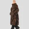 Womens Fur Faux Long Mink Coat 100% äkta varm och fashionabla för Winter European Street Style 230828