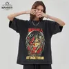 T-shirt da uomo Anime Attack on Titan T-shirt con lavaggio acido Grafica nera Estate Hip Hop Top oversize 100% cotone Manga T-shirt vintage per uomo 230828