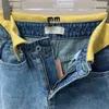 Jeans pour femmes avec revers et lettres brodées, pantalons de styliste de haute qualité pour dames, taille Design, jambe droite