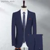 Hoge kwaliteit (blazer + broek) Heren Britse stijl Eenvoudig casual Zakelijk Mode Elegant Bruiloft Beste man Herenpak 2-delig Q230828