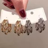 Fashion Korean Metal Elegant Hoop Earring Woman New Vintage Gold Color Geometric Statement Earrings Jewelry Brincos Gift Wholesale YME041