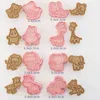 8 stks/set Bos dier Cookie Cutters Plastic 3D Cartoon Drukbare Biscuit Mold Cookie Stempel Keuken Bakken Gebak Bakvormen Tool HKD230828