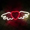 شفة الفم النيون علامة LED LED Angel Wings Sexy Lips مصباح الديكور المائدة غرفة متجر الحائط هدية بطارية USB