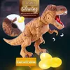 Electric/RC Animals Stora elektriska dinosaurier Toys Walking Jet Dinosaur World With Mechanical Voice Tyrannosaurus Rex Luminous Egg Children Baby Gifts X0828