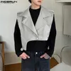 2023 männer Unregelmäßige Westen Solide Revers Ärmellose Casual Westen Eine Taste Streetwear Koreanische Mode Männer Westen S-5XL HKD230828