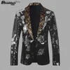 New Colorful Men's Sequin Flip Performance Dress Male Singer Host Stage Performance Suit Male Coat Q230828