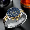 Zegarek luksusowy niebieski zegarek dla mężczyzn najlepsza marka biden 3atm Waterproof Classic Golden Chronograph Business Prezenty na rękę