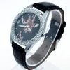 Wristwatches Brand Giraffe Animal Black Leather Round Crystal Watch Student Gift L12