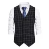 Business Vest Men's Slim Single-breasted Sleeveless Suit V-neck Formal Vest 3 Colors (S-XXL) HKD230828