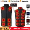 17/13 Areas Heated Vest Body Warmer Men Winter Usb Electric Thermal Vest Jacket Coat Outdoor Women Heating Vest Gillet S-6XL HKD230828