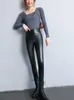 Mulheres leggings primavera verão moda coreana cintura alta calças de couro falso preto emagrecimento calças do plutônio para mulher 230828