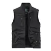 Men's Vests FGKKS Leisure Vest Jacket Solid Color Tooling Style Waistcoat Thin Fishing Hiking MultiPocket Casual Loose for Men 230826