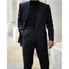 Suits męski Blazery Czarni mężczyźni 2023 Projekt ślubny Blazer Spods Lapel Leisure Beach Tuxedos Podwójnie piersi 2 sztuki 230828