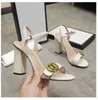 Designer Women Classic High Heels Sandals Leather Shoes Party Fashion Double Buckle Summer Sexy Slippers Party Wedding dress High Heels platform 35-42With Box