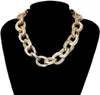 Acedre Chunky Choker Necklace Gold Cuban Link Chain Double O Link Necklaces Punk Hip-hop Jewelry for Women and Girls