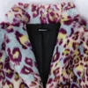 Piel para mujer Faux Nerazzurri Multicolor largo colorido estampado de leopardo abrigo mujeres cálidas modas gruesas ropa de invierno 5xl 6xl 7xl 230828