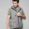 Men/Women Multi-pockets Outdoor Hiking Vest Male/Female Photography Director Climb Sleeveless Hooded Jacket Military Waistcoat HKD230828