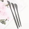 Dinnerware Sets 6Pcs Black Cutlery Set Butter Knife Dessert Forks Long Handle Coffee Spoon Flatware Western Stainless Steel Tableware
