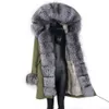 Women Fur Faux Winter Real Rabbit Coat Women Waterproof Waterproof Parkas Rex Liner Zdejmowany kołnierz szopa z kapturem z kapturem 230828