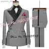 2023 Последние дизайны роскошные мужчины набор костюмов Slim Fit Groomsmen Groom Wedding Dress Timedos Come Homme Mariage 2pcs (Blazer+брюки) Q230828