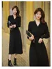 Casual Dresses Solid Long Sleeved V Neck Elegant Bodycon Knitted Dress Women Sexy Club Festival Slim 2023 Autumn Winter Simplicity