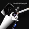 New Dual Arc Windproof Flameless Lighter with LED Power Display USB Touch Ignition Metal Plasma Gifts for Men K9UM