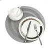 Bordmattor Teslin Round Placemat El Restaurang PVC Tray Mat Isolation Home Double Frame Dekorativ