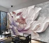 Fonds d'écran CJSIR Chambre personnalisée Décoration intérieure 3D Papier peint en relief Pivoine Jewel Fleur TV Table de chevet Fond Mur