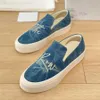 The Row Casual Women's Designer Sneakers Limited Edition Lofer Fashion Luxury Luxury Bottom Denim Blue Toile lavée LETTRES EN BROIDE