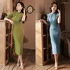 Ubranie etniczne eleganckie kobiety solidne cheongsam szczupły seksowne codzienne qipao tradycyjna chińska sukienka imprezowa vestidos szlachetne damskie scena scena Qi pao