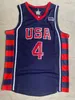 GH 2004 Team USA Lebron James Allen Iverson Basketball Jersey Mitch and Ness Throwback Blue Size S-XXL