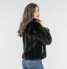 Manteau en fausse fourrure de vison pour femme, veste de moto décontractée, chaude et à la mode, véritable, hiver, 230828