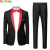 2022 Dwuczęściowy garnitur nowej czarnej męskiej (kurtka+spodnie) Business Wedding Terno Masculino White Fashion Slim Fit Come Homme 5xl Q230828