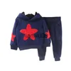 Clothing Sets Baby Boys Velvet Clothing Set Kids Star Hoodie Pants Suit For Sports Suits Autumn Winter Warm Suit Toddler Children 2pcs Set x0828